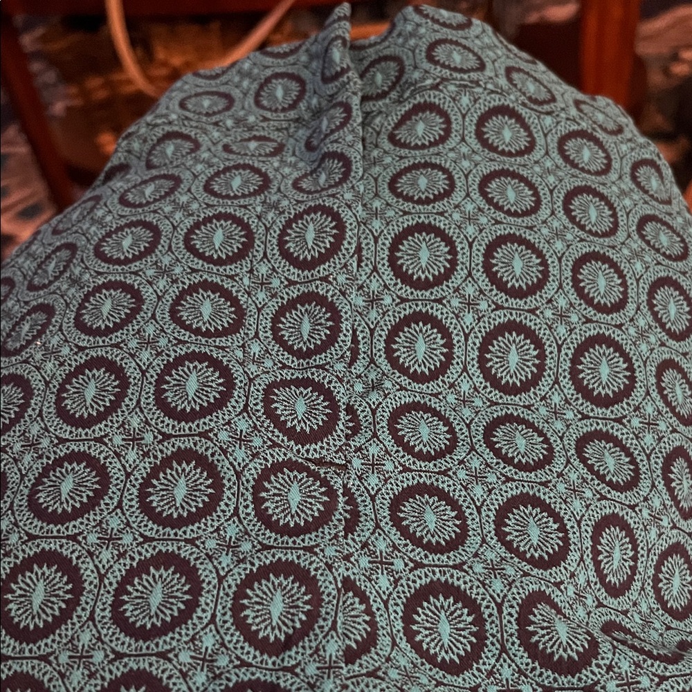 Teal and Navy Geometric Circle Print Pants